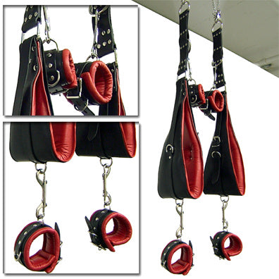 Sex Swing With Cuffs - Black and red (Special Order) - Not Very Vanilla