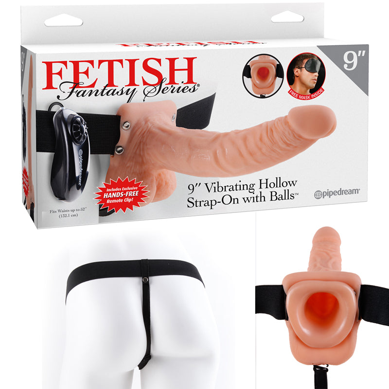 Fetish Fantasy Series 9 Inch Vibrating Hollow Strap-on With Balls - Flesh - Not Very Vanilla