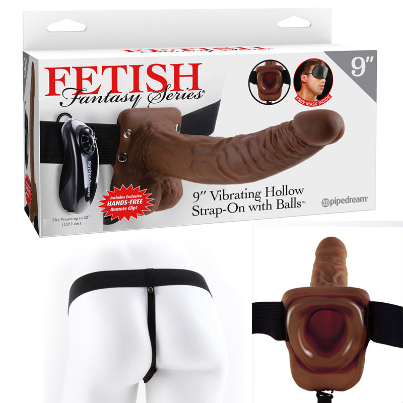 Fetish Fantasy Series 9-Inch Vibrating Hollow Strap-on With Balls - Brown - Not Very Vanilla