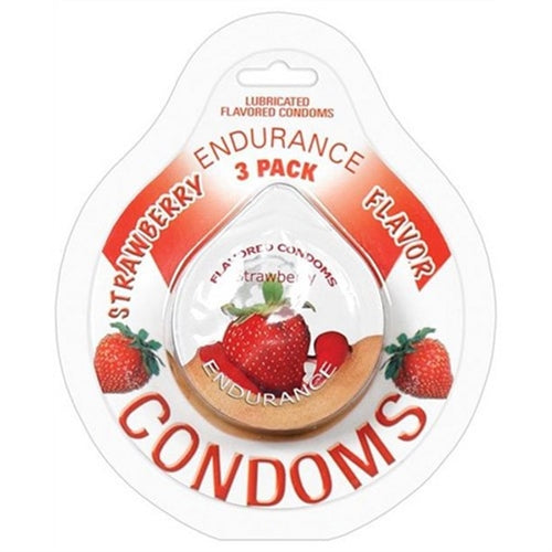 Endurance Condoms - Strawberry - 3 Pack - Not Very Vanilla