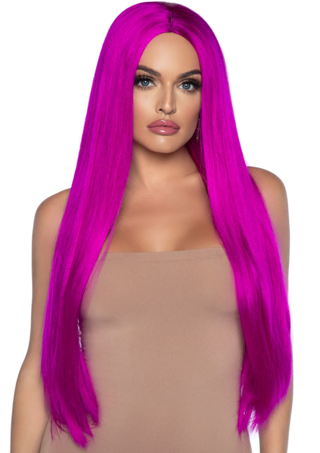 33 Inch Long Straight Center Part Wig Raspberry - Not Very Vanilla