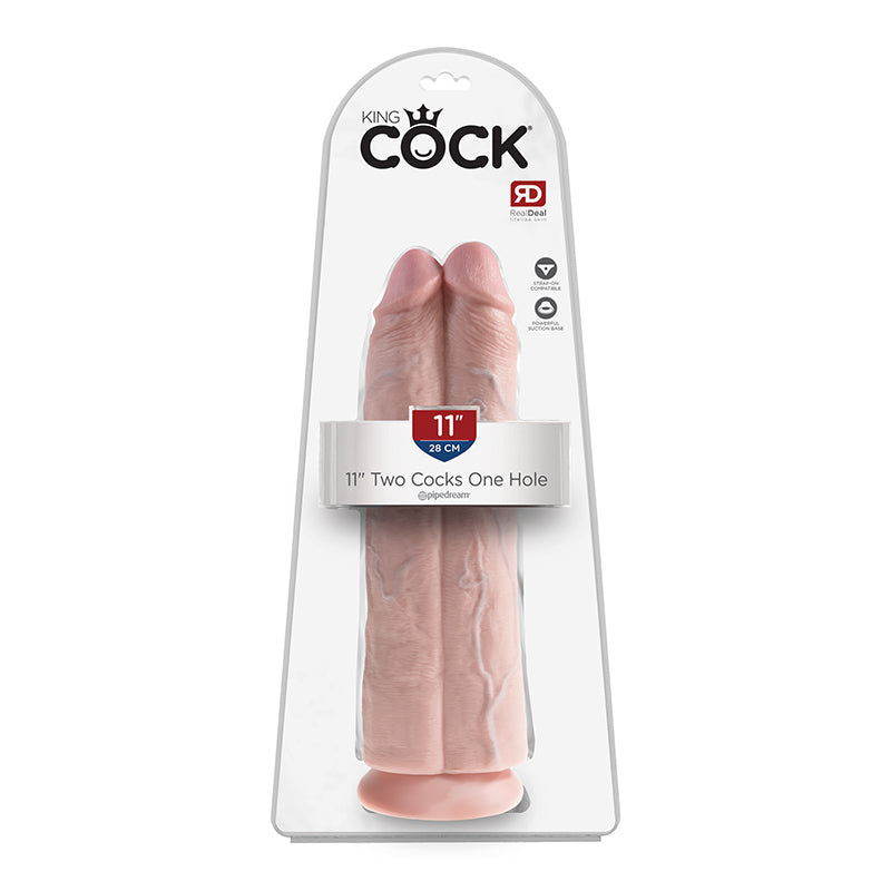 King Cock 11in Two Cocks One Hole Flesh - Not Very Vanilla