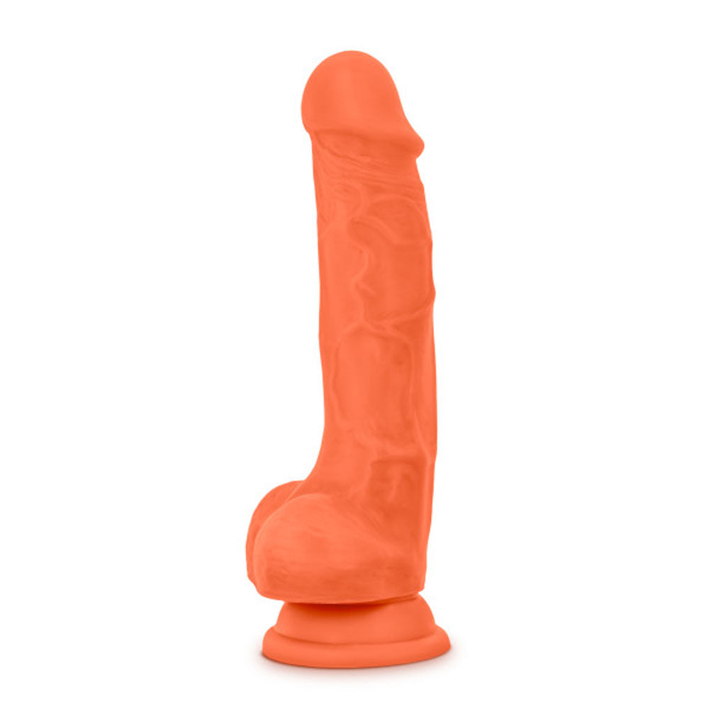 Neo Elite - 7.5 Inch Silicone Dual Density Cock With Balls - Neon Orange - Not Very Vanilla