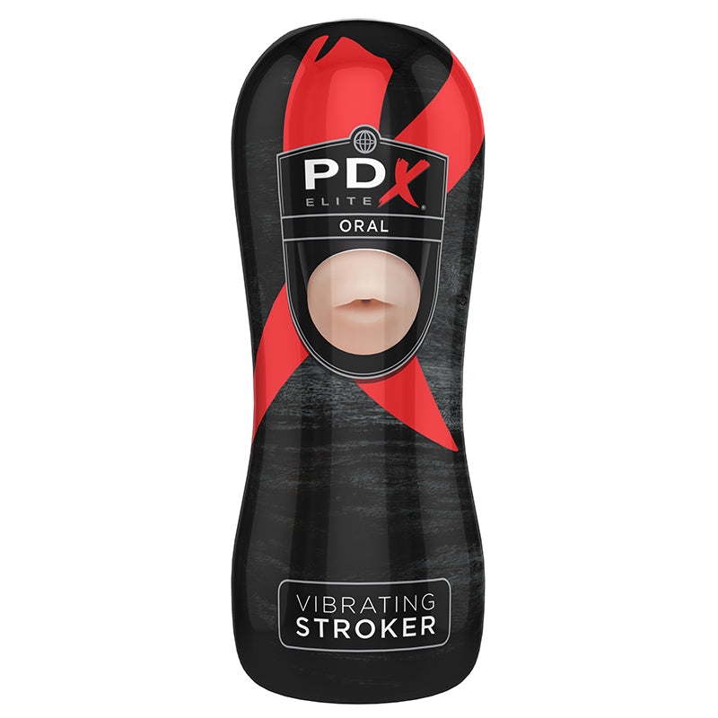 PDX ELITE Vibrating Stroker Oral - Not Very Vanilla