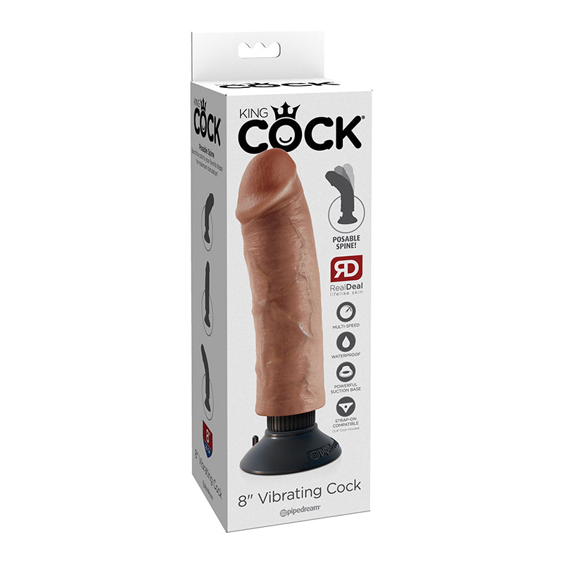 King Cock 8in Vib Cock Tan - Not Very Vanilla