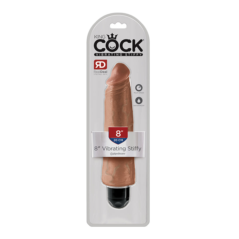 King Cock 8 Inch Vibrating Stiffy - Tan - Not Very Vanilla