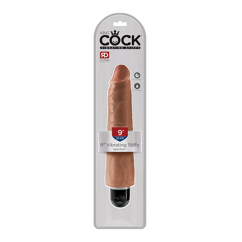 King Cock 9in Vib Stiffy Tan - Not Very Vanilla