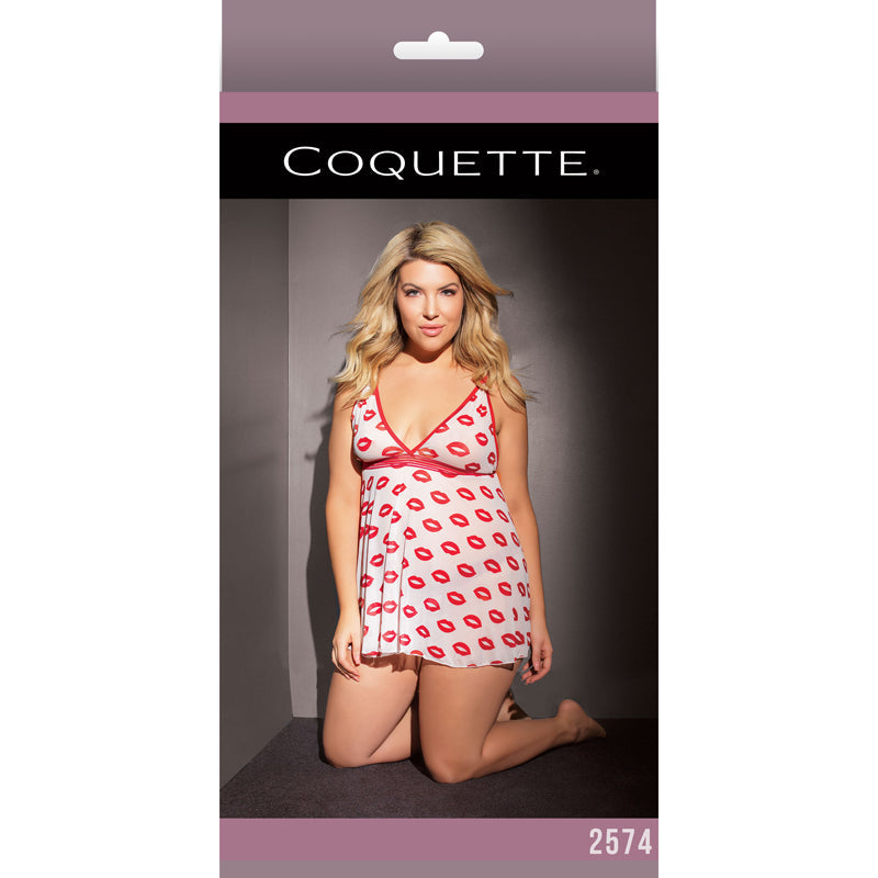 Babydoll And Thong White/Red XL Box