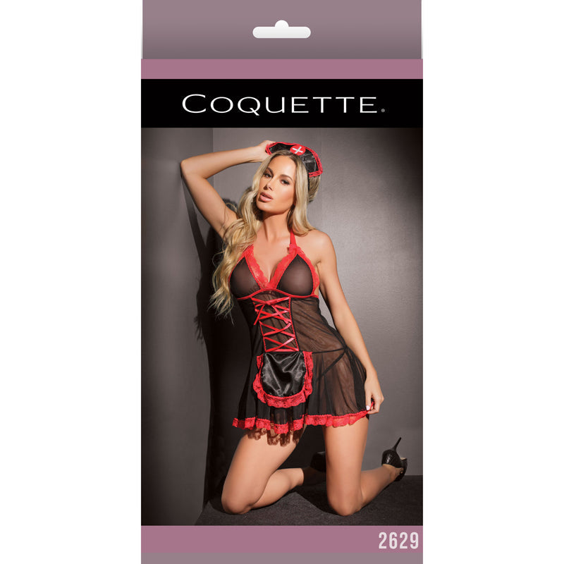 Nurse Babydoll Black & Red OS Box Pckg