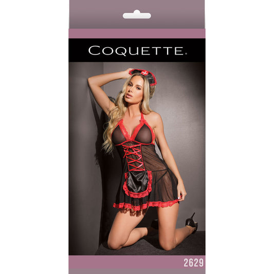 Nurse Babydoll Black & Red OS Box Pckg