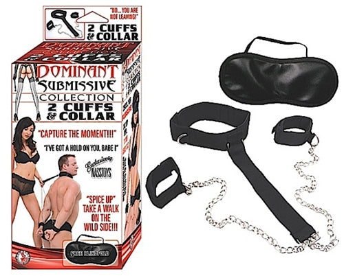 Dominant Submissive Collection 2 Cuffs and Collar - Black - Not Very Vanilla