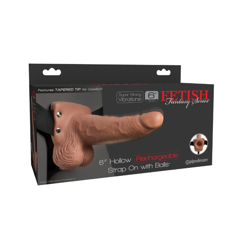 Fetish Fantasy Series 6 Inch Hollow Rechargeable Strap-on With Balls - Tan - Not Very Vanilla