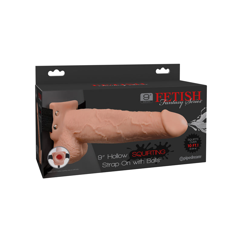 Fetish Fantasy Series 9 Inch Hollow Squirting Strap-on With Balls - Flesh - Not Very Vanilla