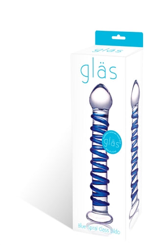 Blue Spiral Glass Dildo - Not Very Vanilla