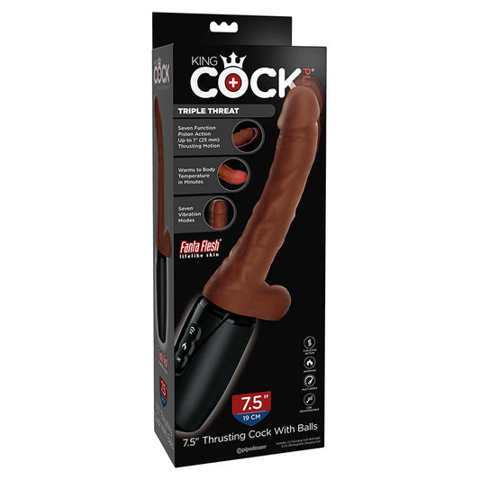 7.5 Inch Thrusting Cock With Balls - Brown - Not Very Vanilla