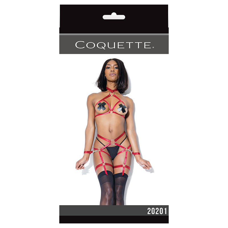 Harness Top And Crotchless Panty Merlot