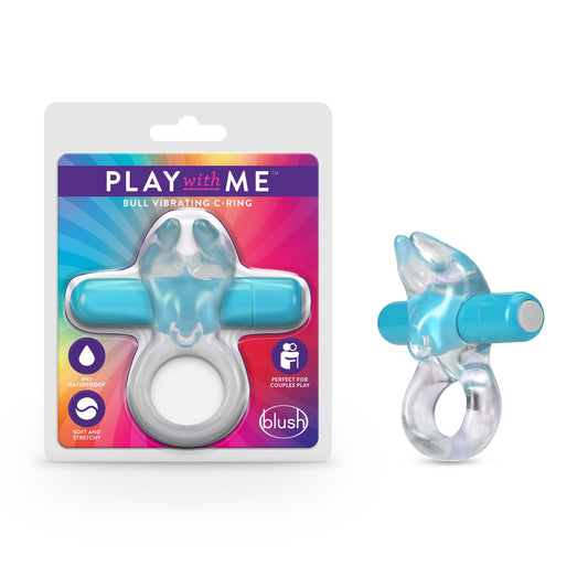 Play With Me Bull Vibrating C-Ring - Blue - Not Very Vanilla