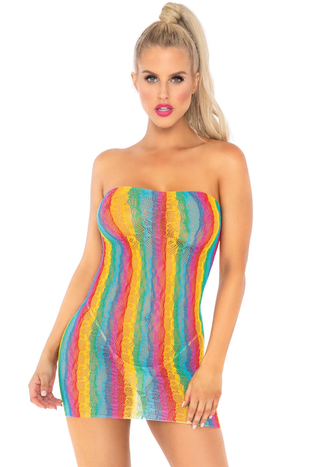 Rainbow Leopard Lace Tube Dress - One Size - Multicolor - Not Very Vanilla