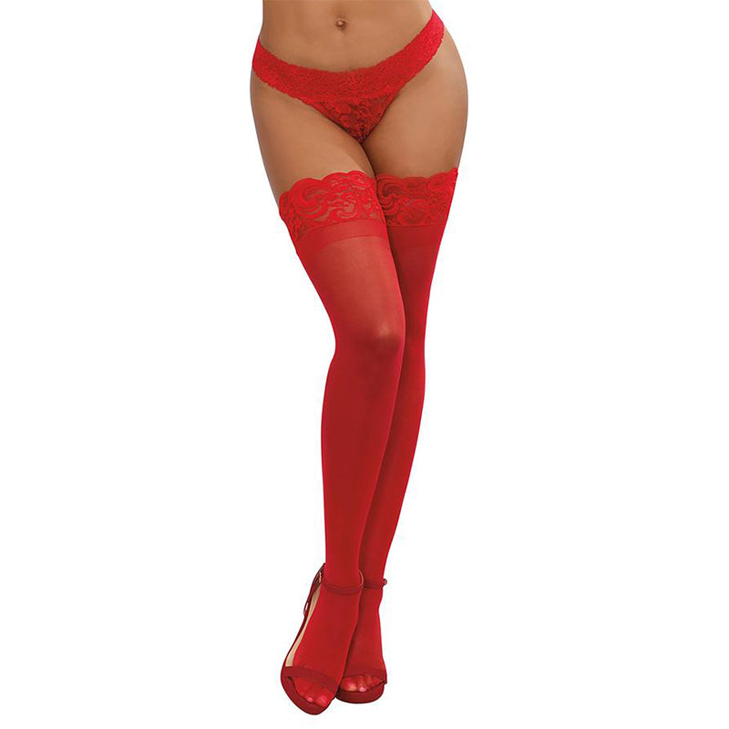 DG Thigh Highs w/ Silicone Top Red OS