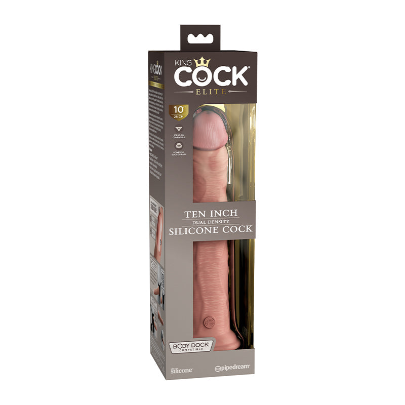 King Cock Elite 10 Inch Dual Density Silicone Cock - Light - Not Very Vanilla