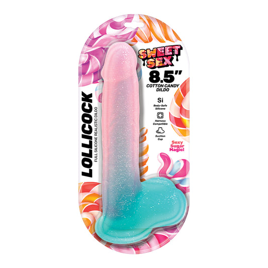 Sweet Sex Lollicock Dildo With Suction Cup Cotton Candy 8.5 in - Not Very Vanilla