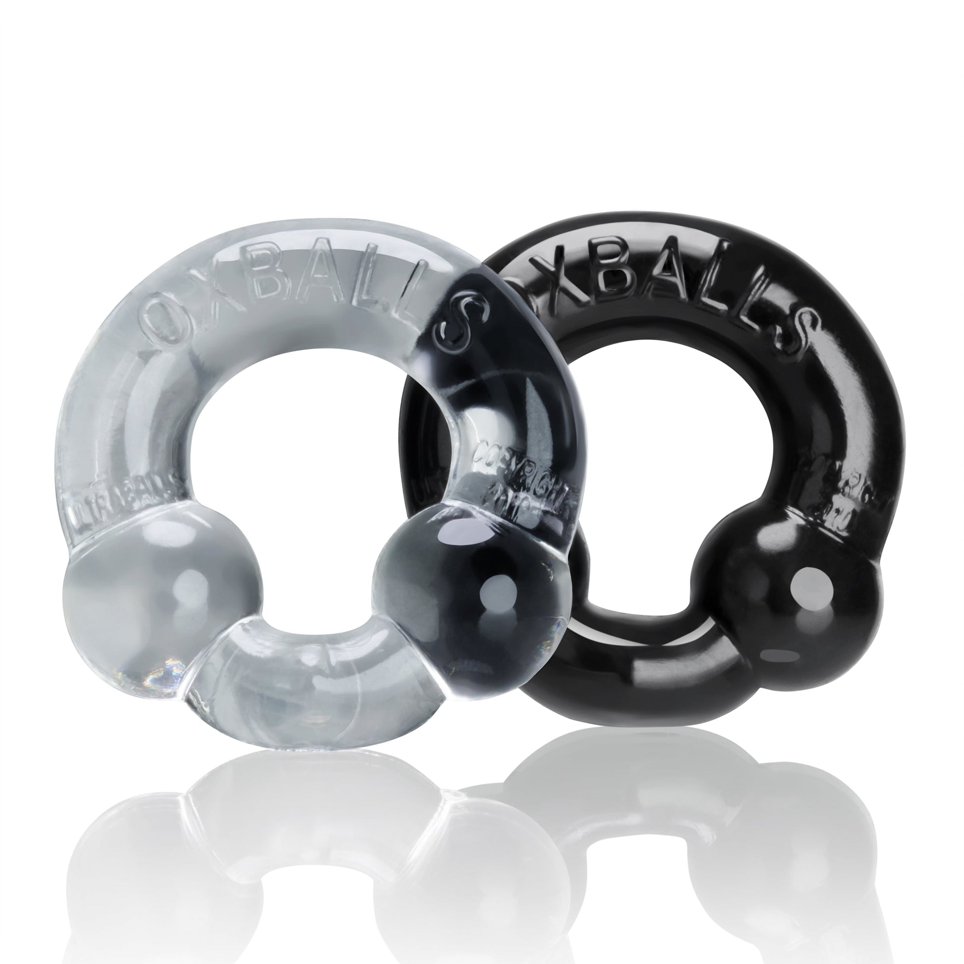 Ultraballs 2- Piece Cockring Set - Black & Clear - Not Very Vanilla