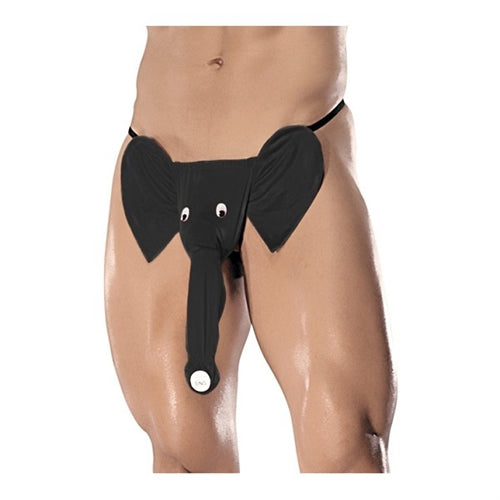 Squeaker Elephant G-String - One Size - Black - Not Very Vanilla