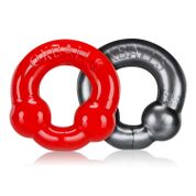 Ultraballs 2-Piece Cockring Set - Steel & Red - Not Very Vanilla