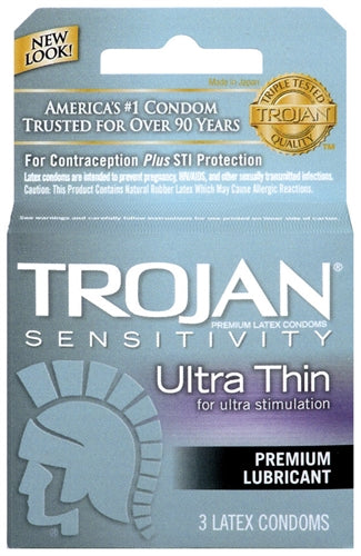 Trojan Sensitivity Ultra Thin Lubricated Condoms - 3 Pack - Not Very Vanilla