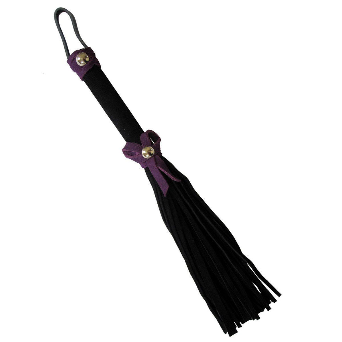 Love Knot Mini Flogger w/ Bow - Black w/Purple Bow - Not Very Vanilla