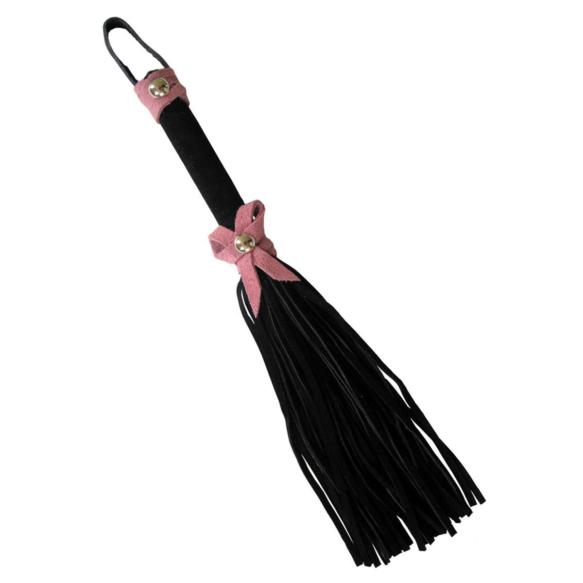 Love Knot Mini Flogger w/ Bow - Black w/Pink Bow - Not Very Vanilla