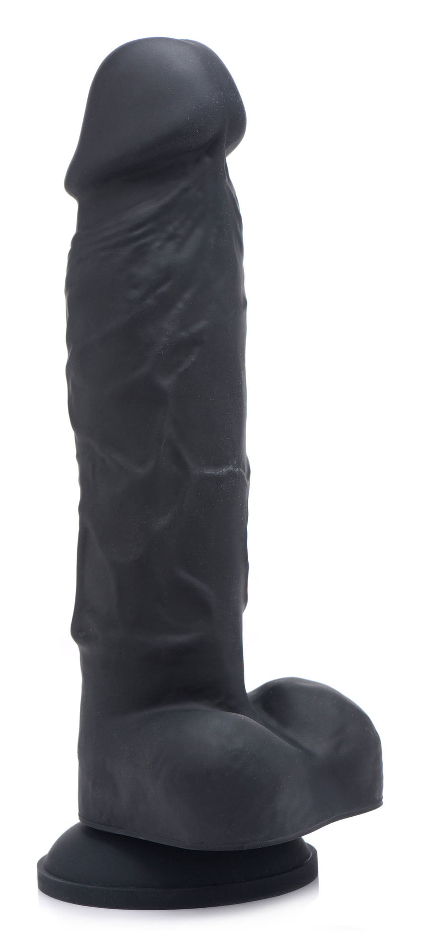 Power Pecker 7 Inch Silicone Dildo With Balls - Black - Not Very Vanilla