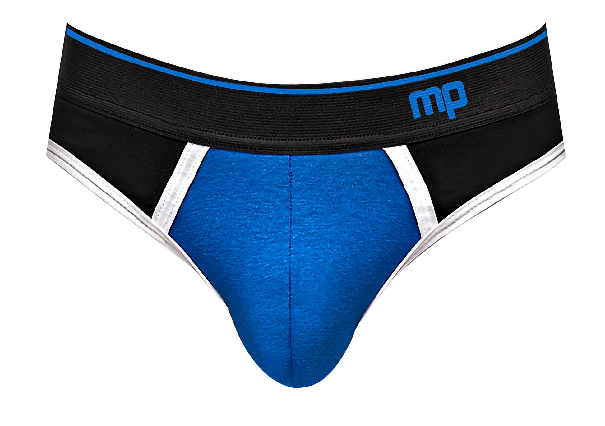 Retro Sport Panel Thong - L/ XL - Black/ Blue - Not Very Vanilla