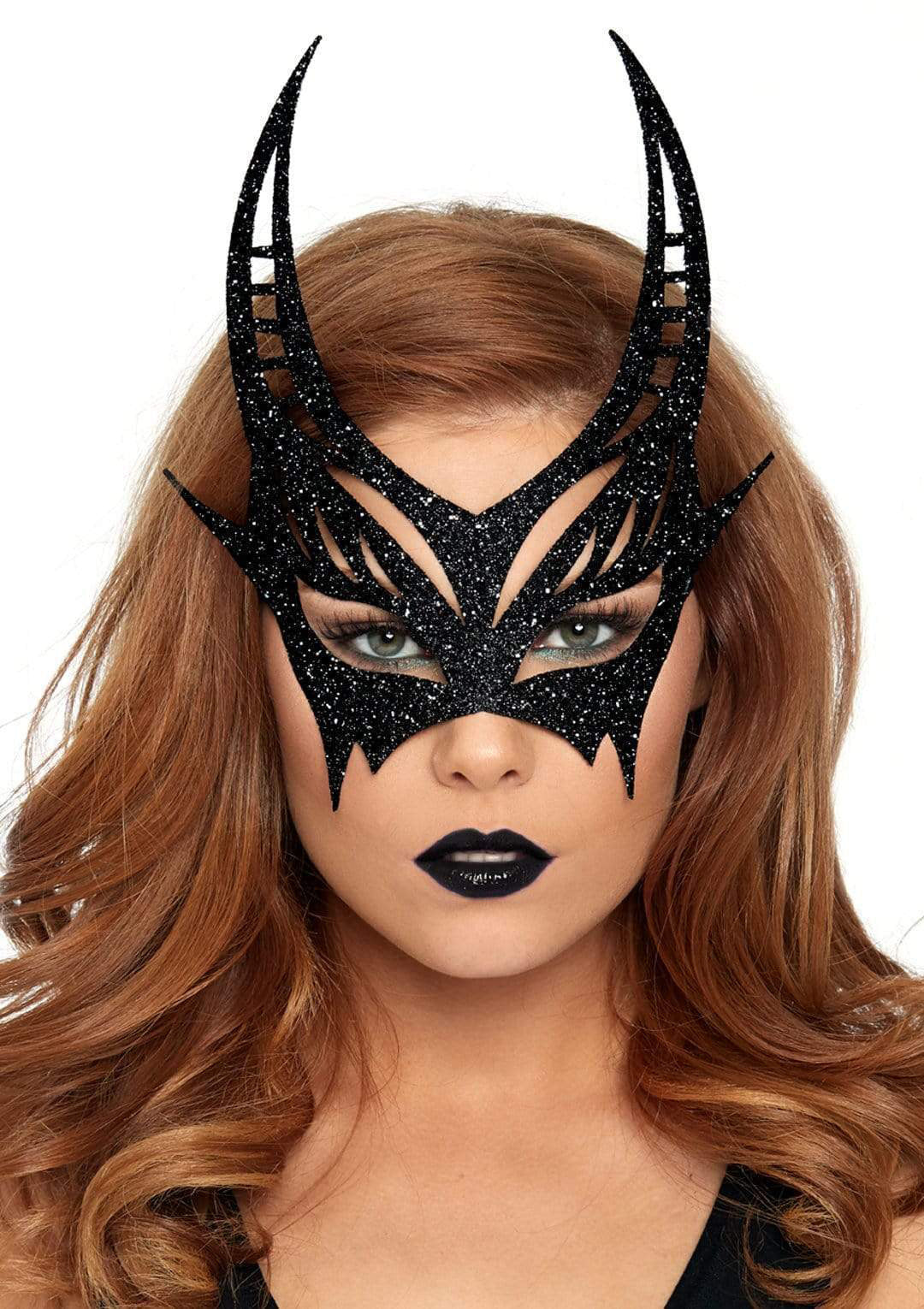 Glitter Die Cut Devil Masquerade Mask - Black - Not Very Vanilla