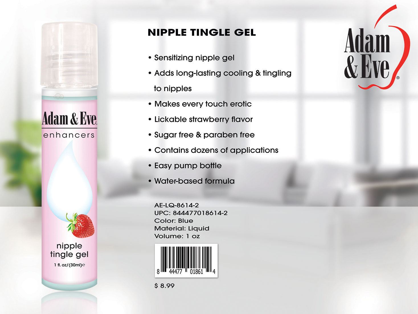 Adam and Eve Enhancer - Nipple Tingle Gel - 1 Oz / (30ml) - Not Very Vanilla