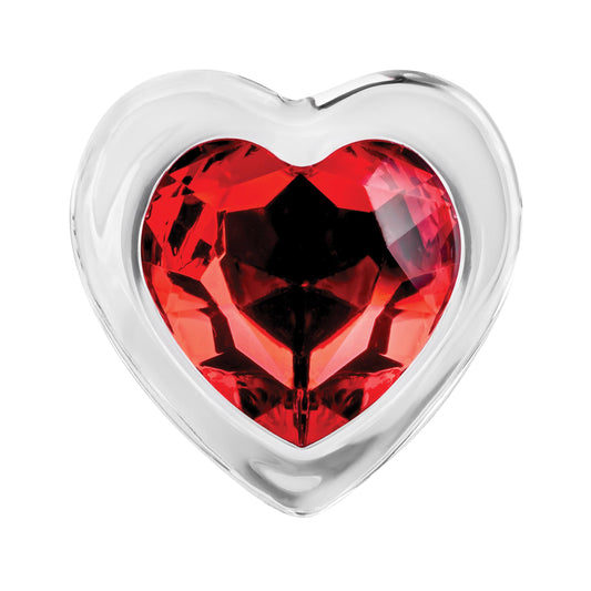 Red Heart Gem Glass Plug - Medium