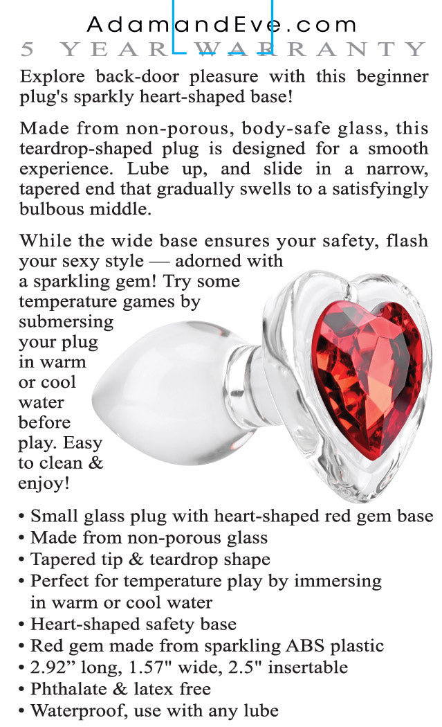 Red Heart Gem Glass Plug - Small - Not Very Vanilla