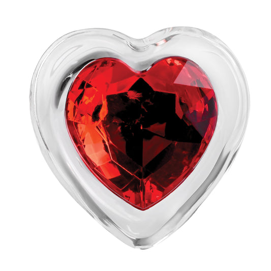 Red Heart Gem Glass Plug - Small
