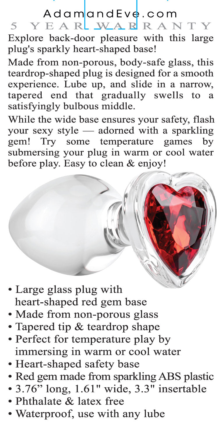 Red Heart Gem Glass Plug - Large - Not Very Vanilla