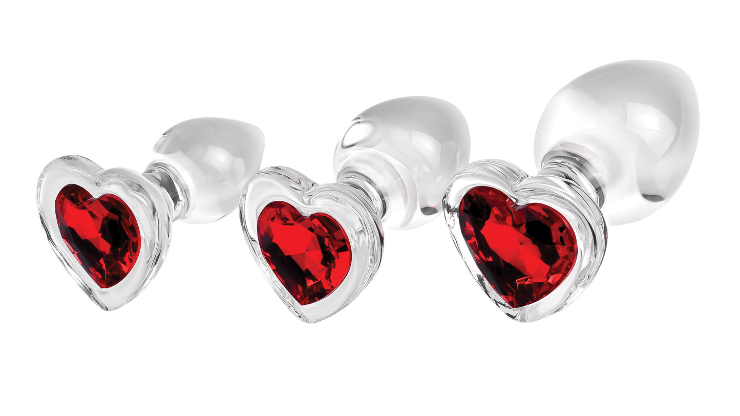 Red Heart Gem Glass Plug Set - Not Very Vanilla