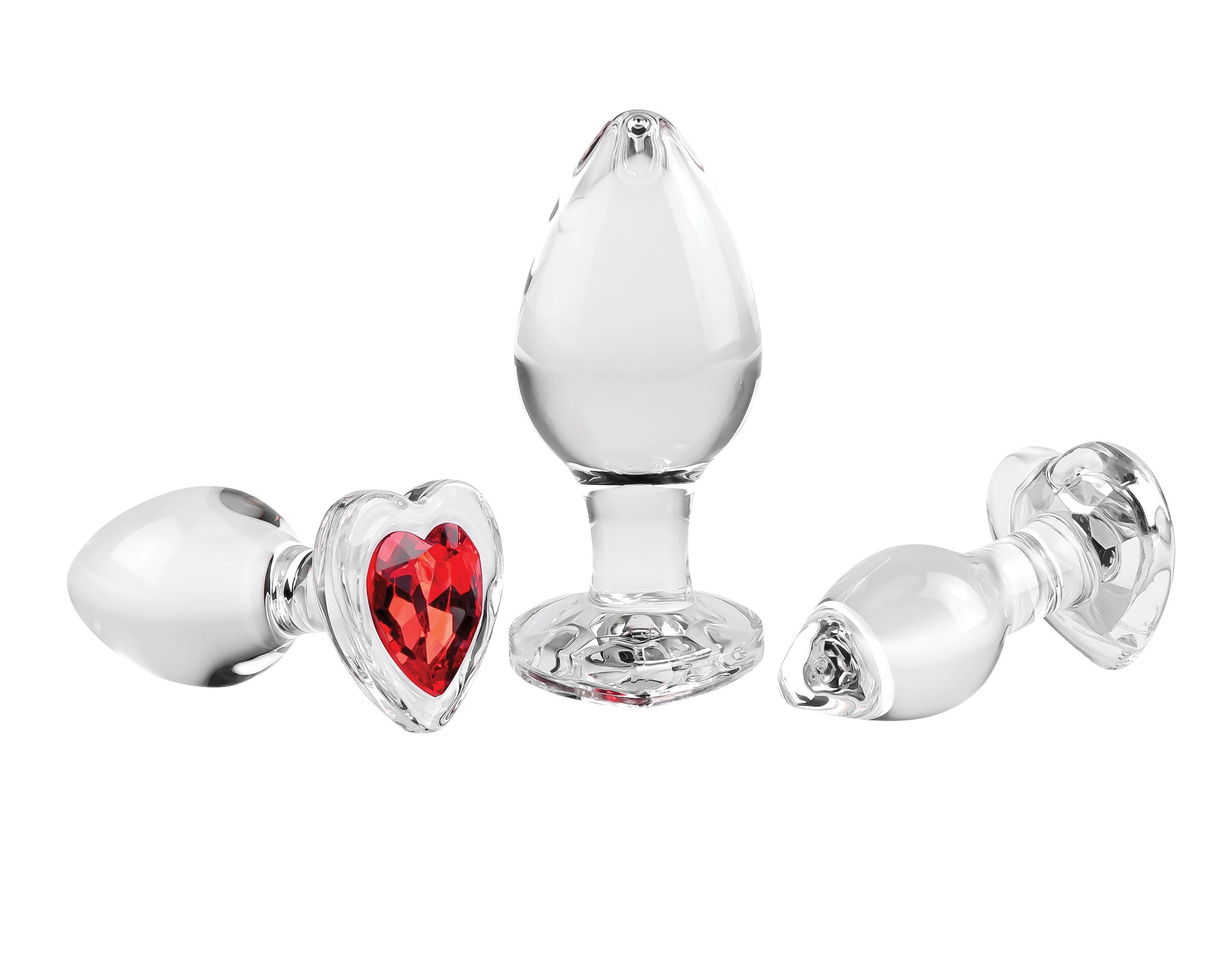 Red Heart Gem Glass Plug Set - Not Very Vanilla