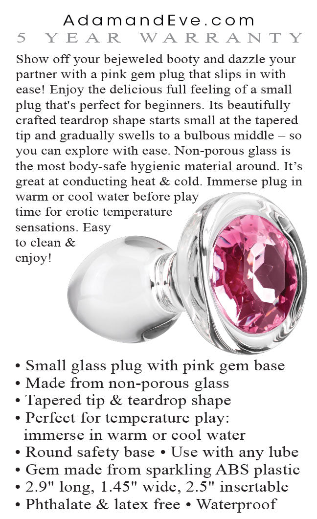 Pink Gem Glass Plug - Small - Pink - Not Very Vanilla