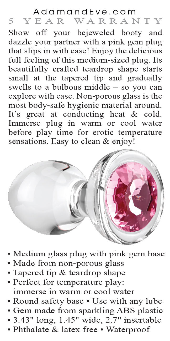 Pink Gem Glass Plug - Medium - Pink - Not Very Vanilla