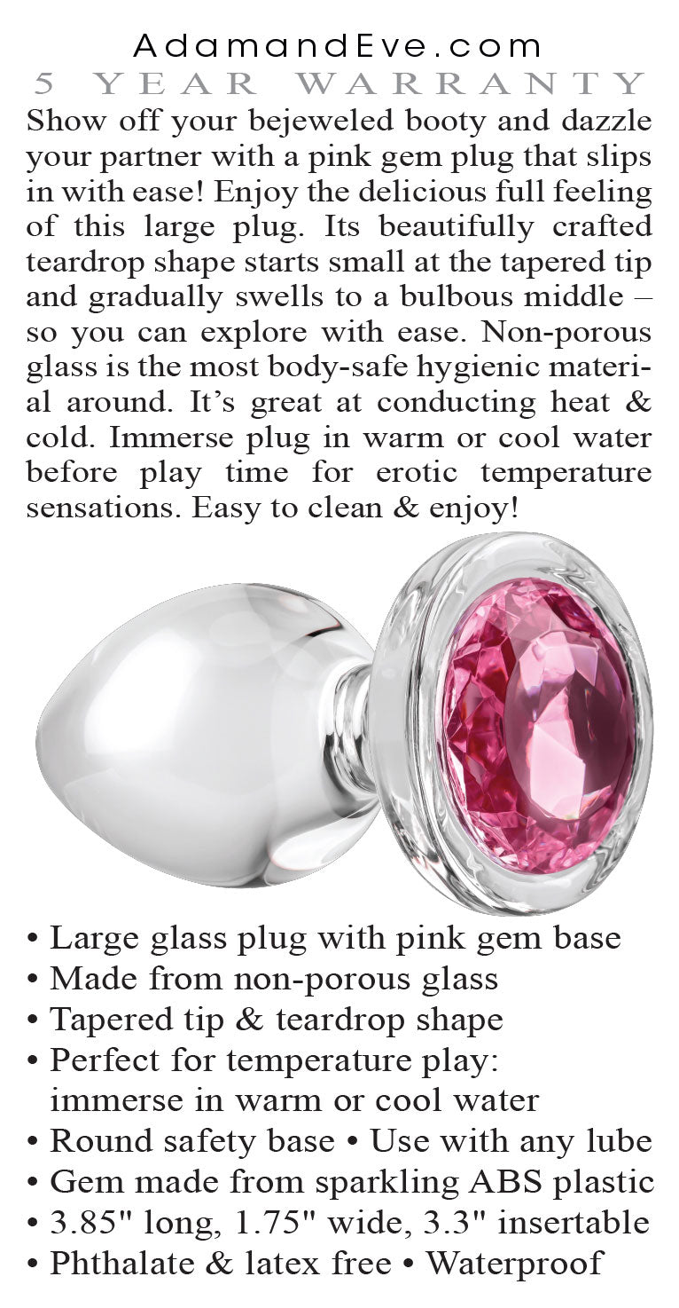 Pink Gem Glass Plug - Large - Pink - Not Very Vanilla