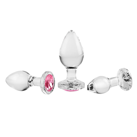 Pink Gem Glass Plug Set - Pink - Not Very Vanilla