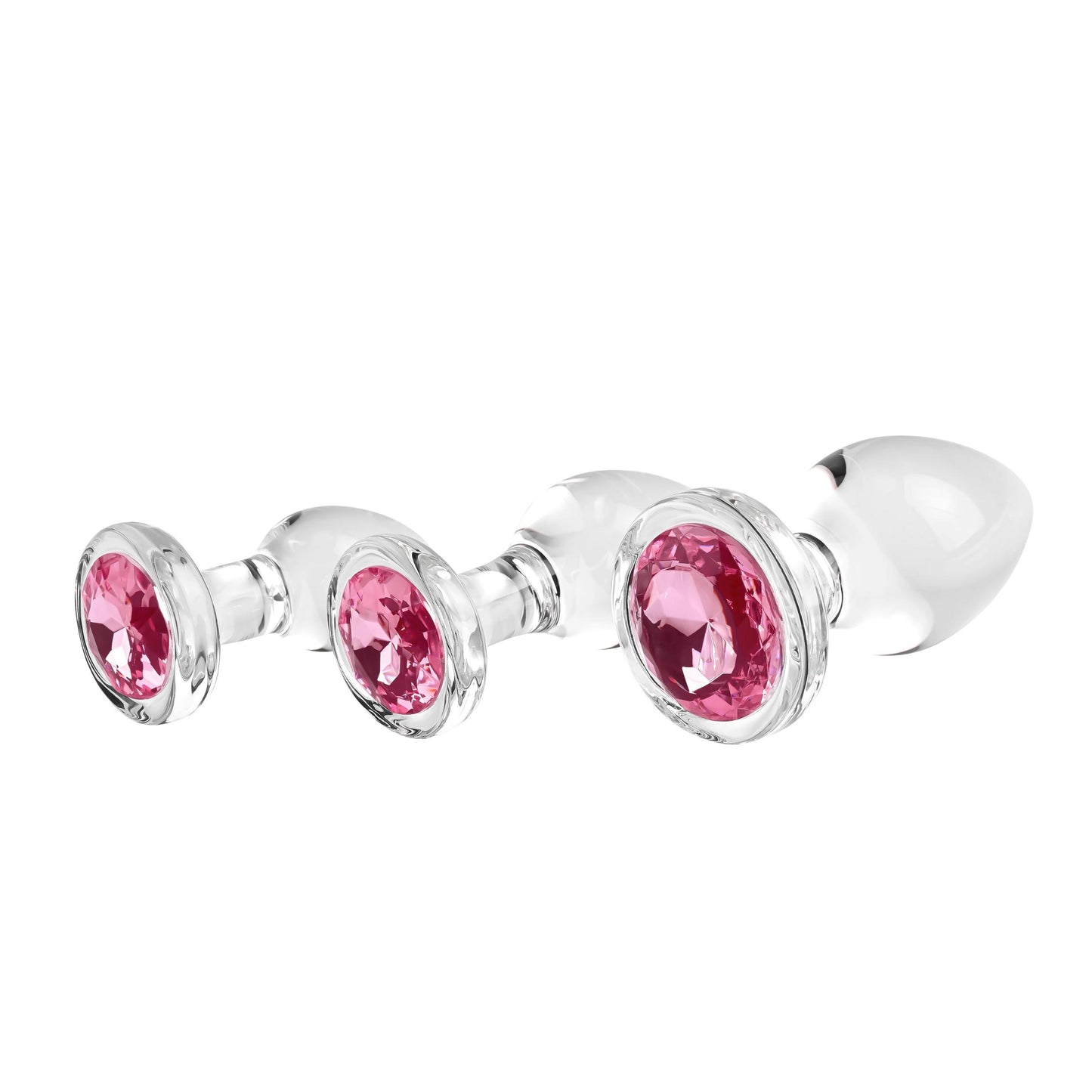 Pink Gem Glass Plug Set - Pink - Not Very Vanilla