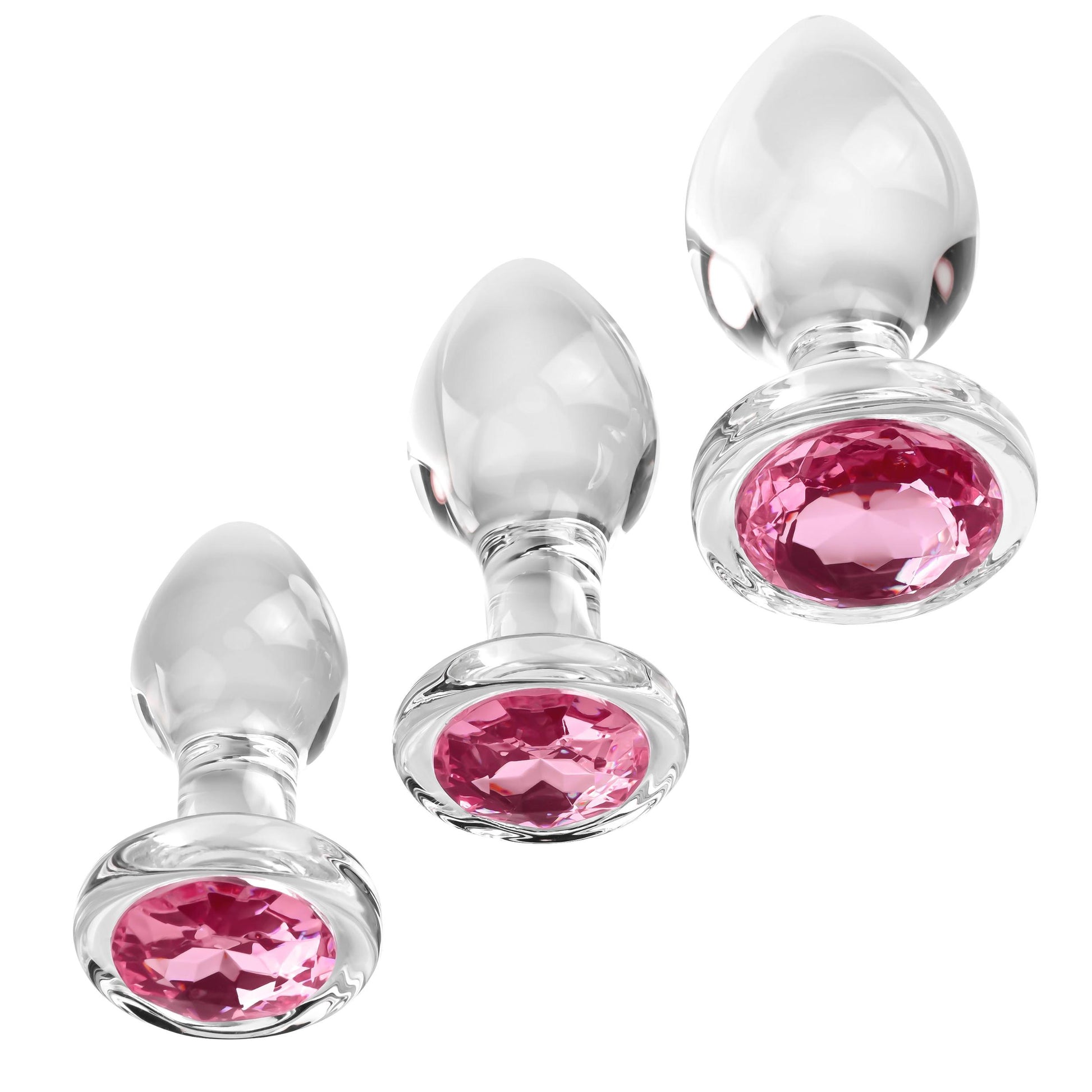 Pink Gem Glass Plug Set - Pink - Not Very Vanilla