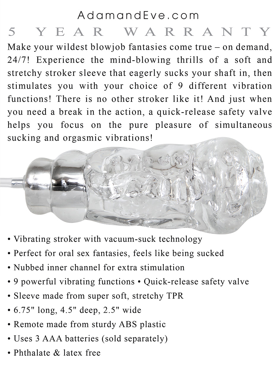 Adam and Eve Vibrating & Sucking Stroker - Not Very Vanilla