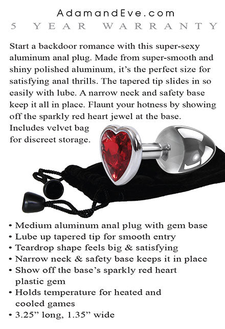 Medium Red Heart Gem Anal Plug - Not Very Vanilla