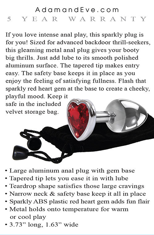 Large Red Heart Gem Anal Plug - Not Very Vanilla